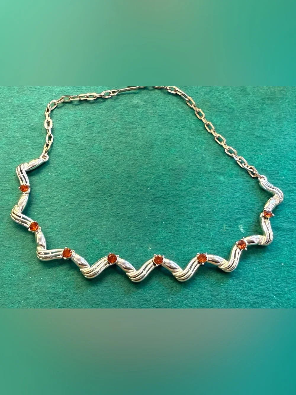Vintage Coro Gold Tone Rhinestone Swirl Choker Necklace | Signed - Picture 5 of 7